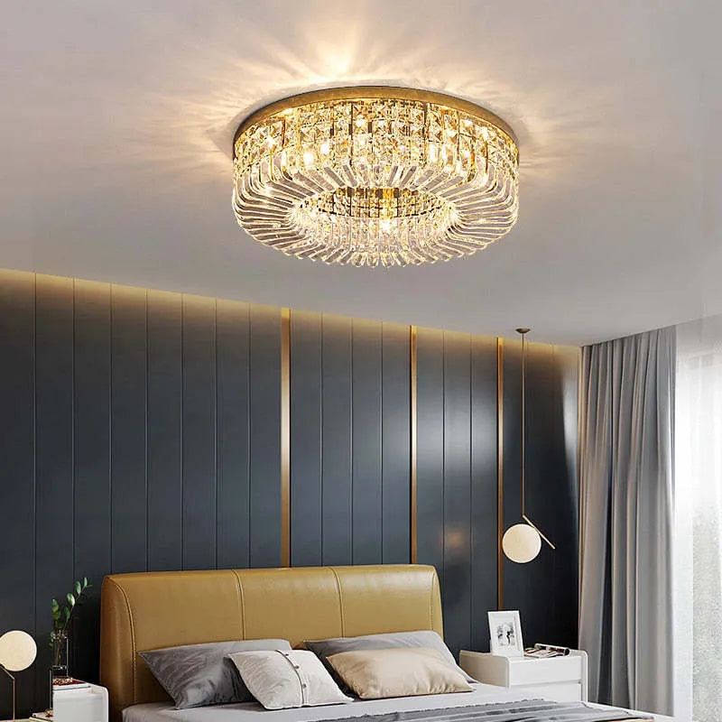Elisse | Radiant Geometric Crystal Bloom Flush Mount Ceiling Light
