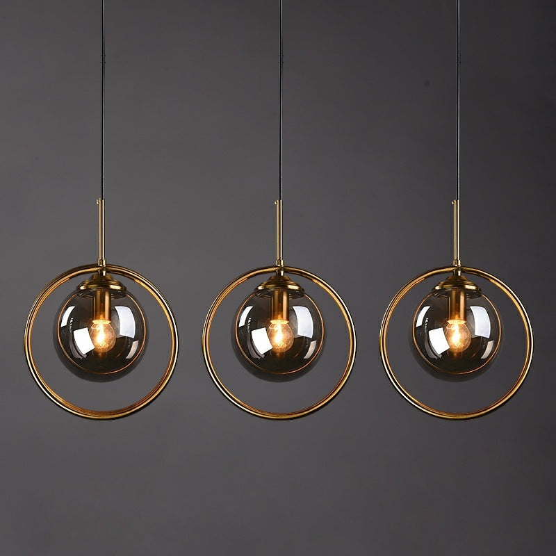 Luvie | Elegant Glass Globe Pendant Light with Stylish Metal Ring