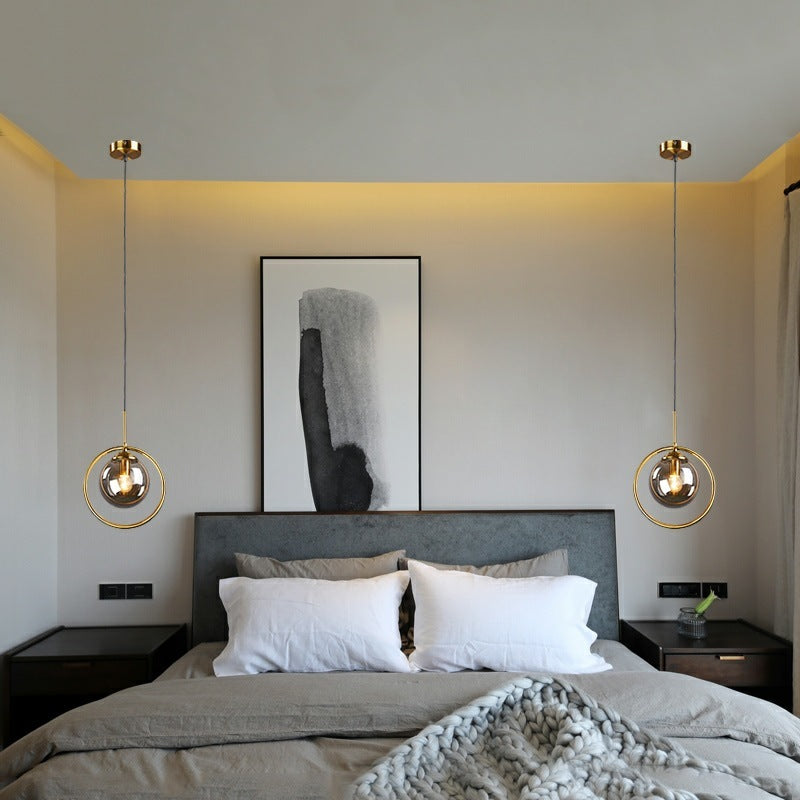 Luvie | Elegant Glass Globe Pendant Light with Stylish Metal Ring
