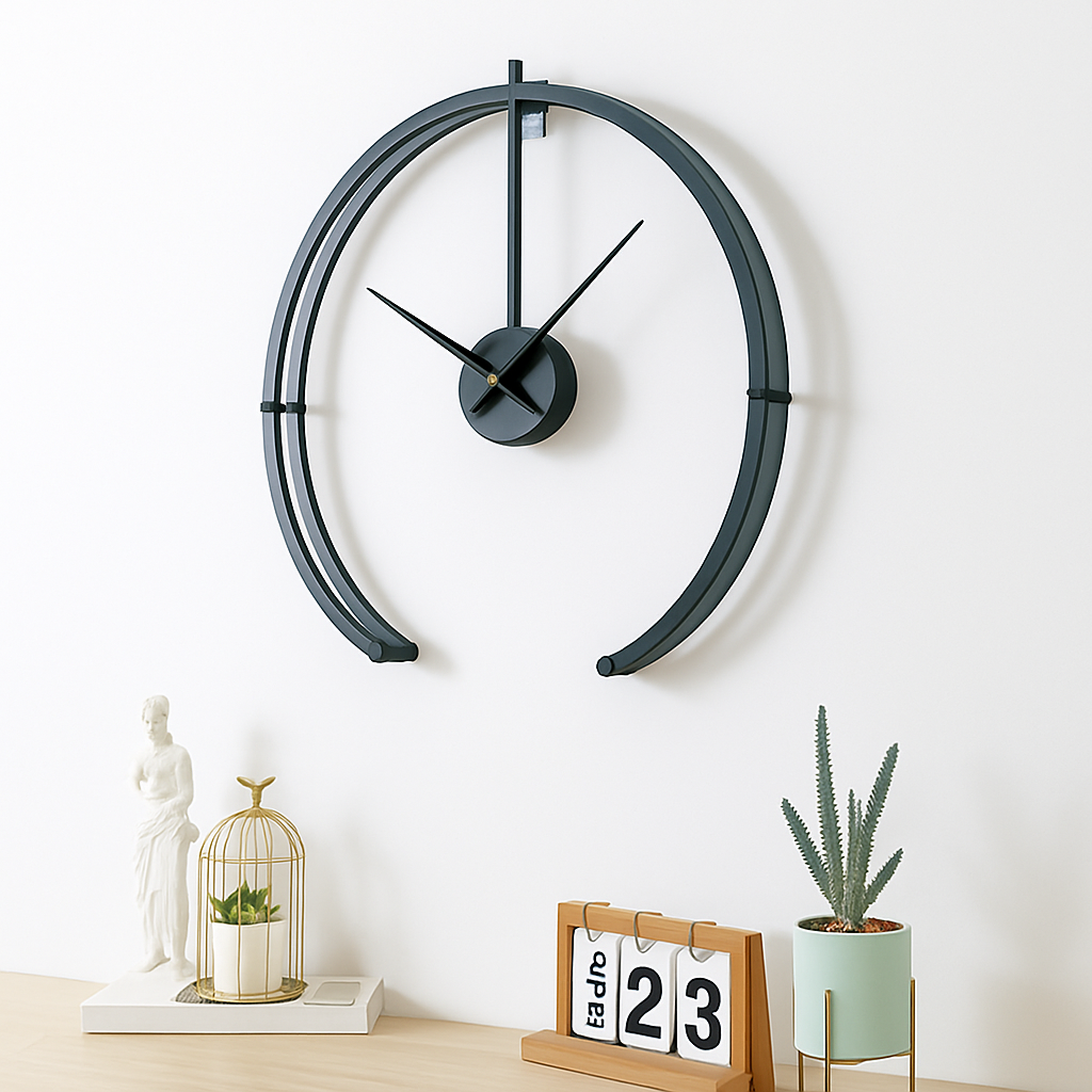 Zenthori | Abstract Open Circular Metal Silent Wall Clock