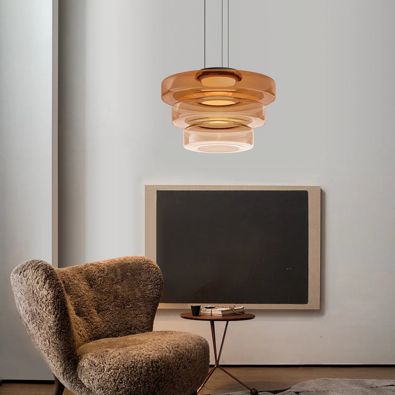Ambera | Sleek Translucent Tiered Glass Pendant Lamp