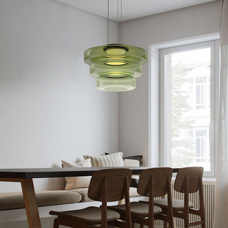 Ambera | Sleek Translucent Tiered Glass Pendant Lamp