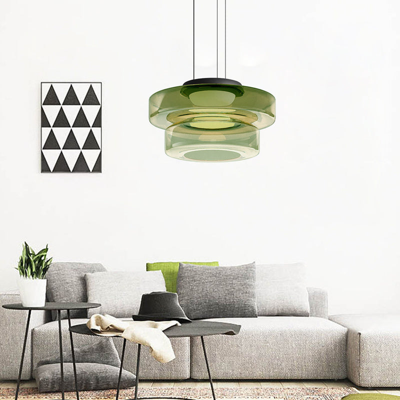 Ambera | Sleek Translucent Tiered Glass Pendant Lamp