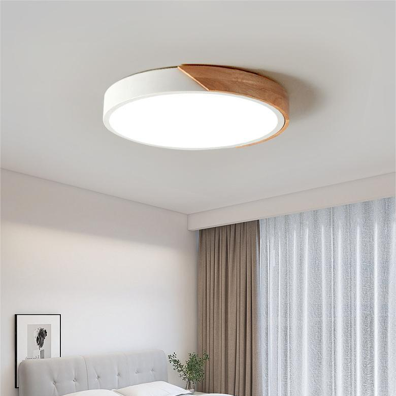 Velisca | Modern Round Wood Flush Mount Ceiling Light