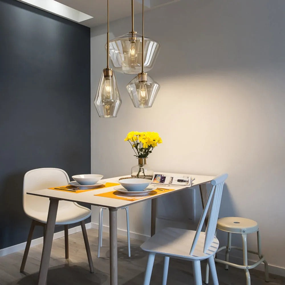 Niris | Nordic Diamond Shaped Geometric Glass Pendant Light