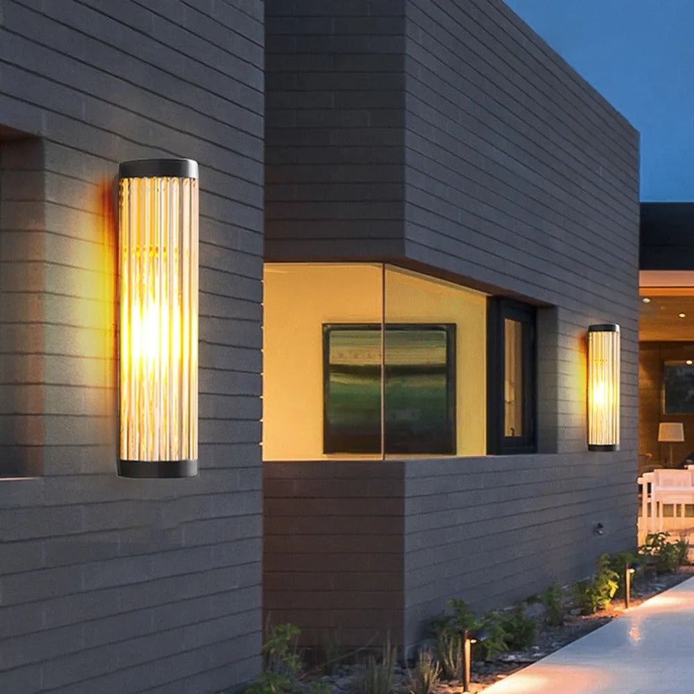Zora | Contemporary Semi Cylindrical Glass Shade Outdoor Wall Light