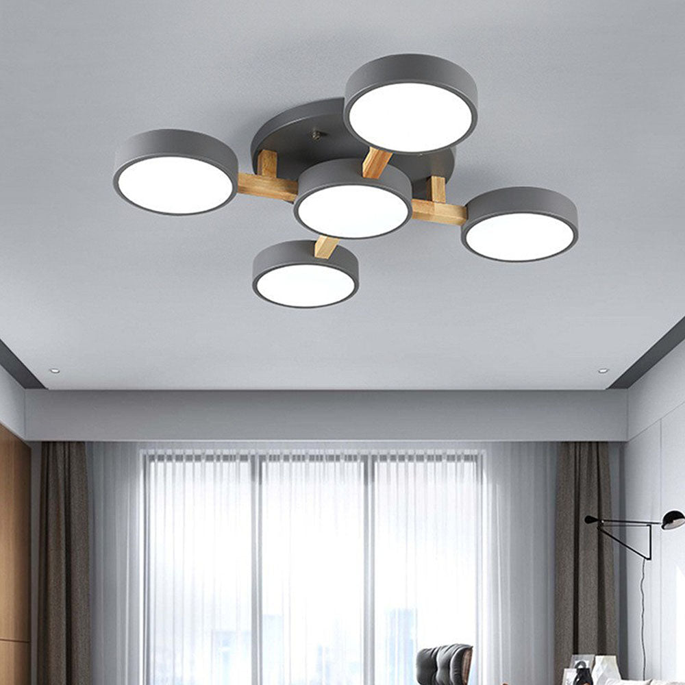 Ligne | Contemporary Geometric Wooden Flush Mount Ceiling Light