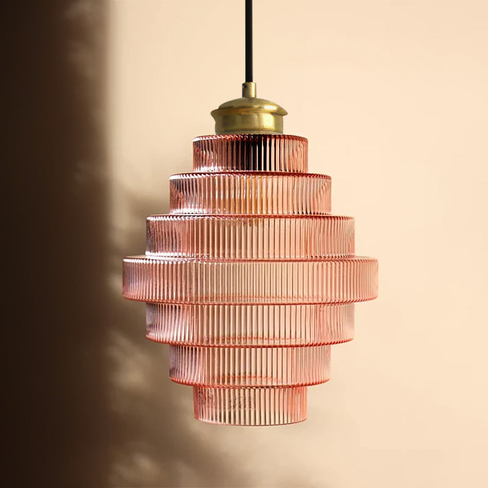 Auris | Antique Layered Ribbed Glass Pendant Light