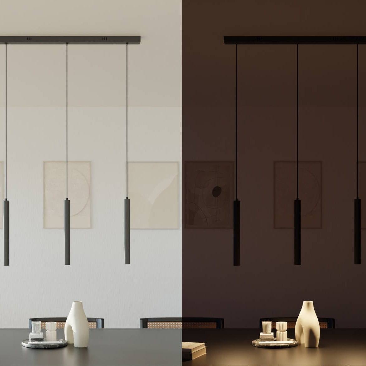 Novis | Smart LED Linear Pendant Light With Cylindrical Heads