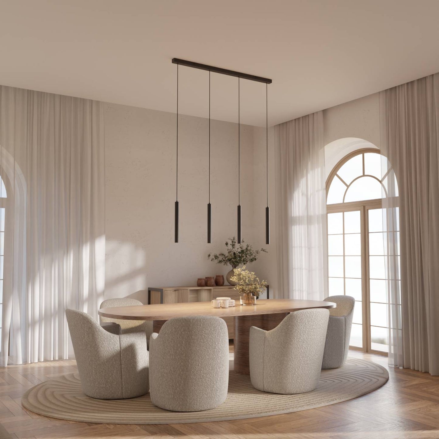 Novis | Smart LED Linear Pendant Light With Cylindrical Heads