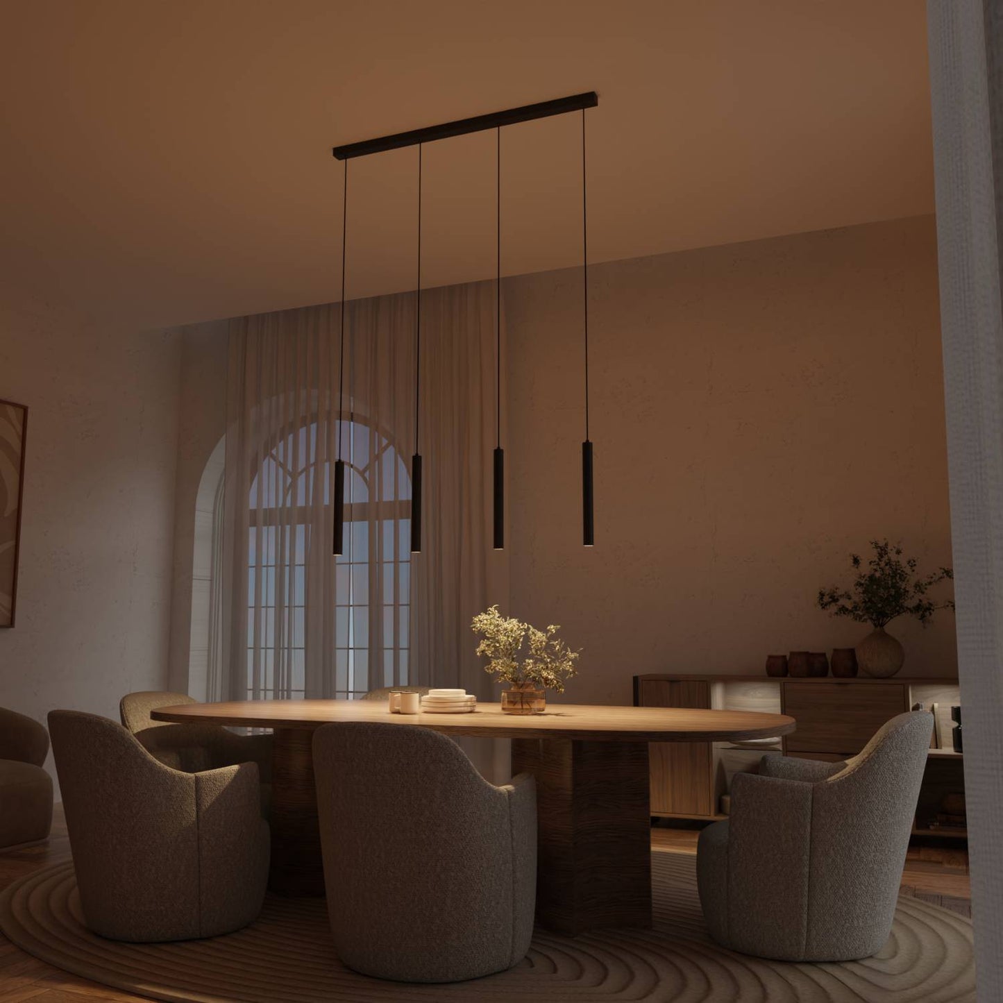 Novis | Smart LED Linear Pendant Light With Cylindrical Heads