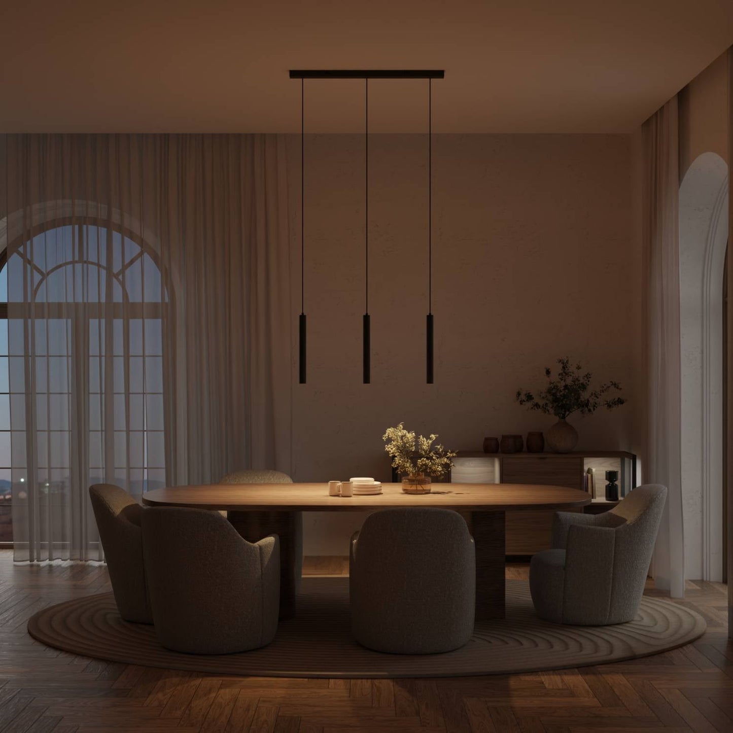 Novis | Smart LED Linear Pendant Light With Cylindrical Heads