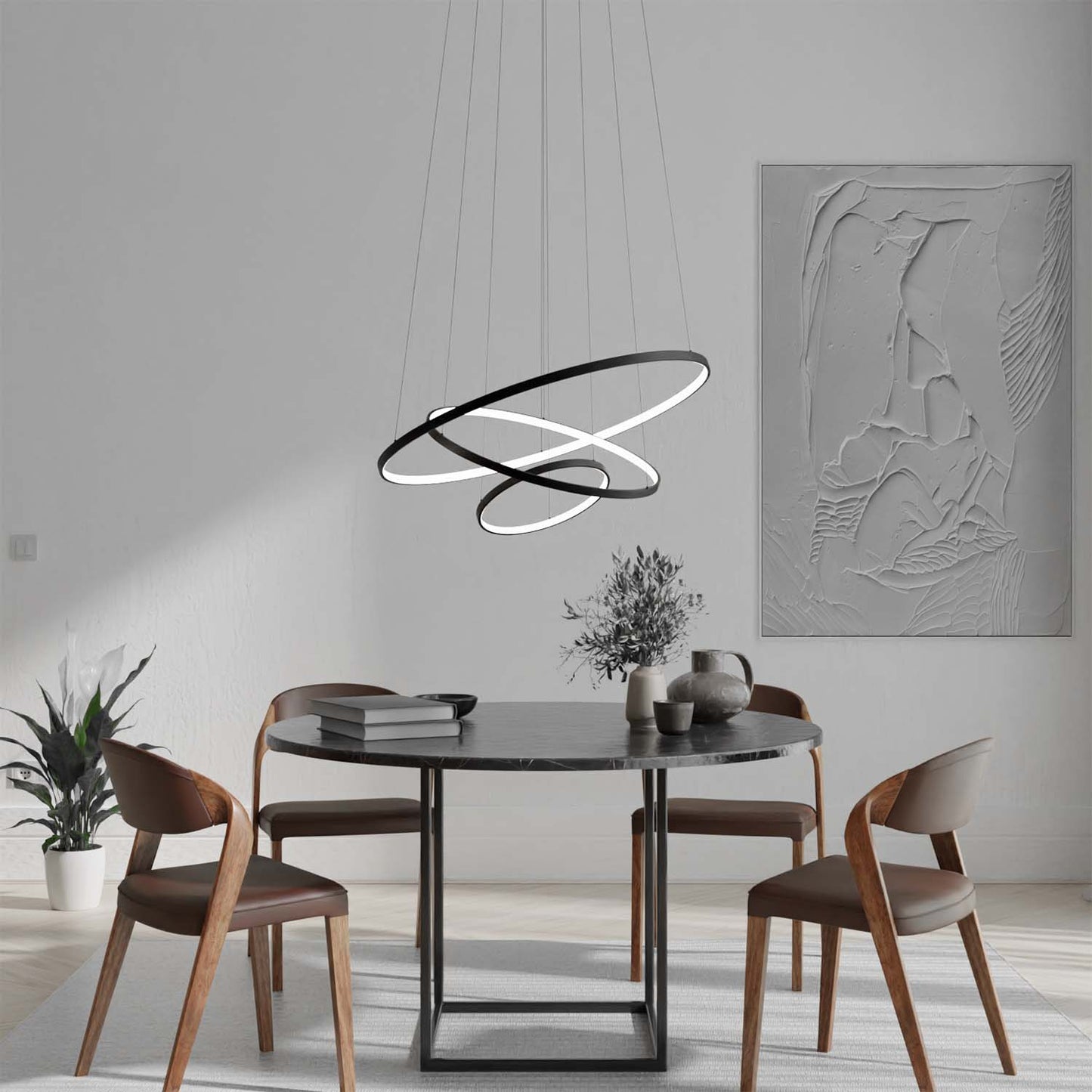 Orbis | Floating Triple Ring Pendant Light with Adjustable Height