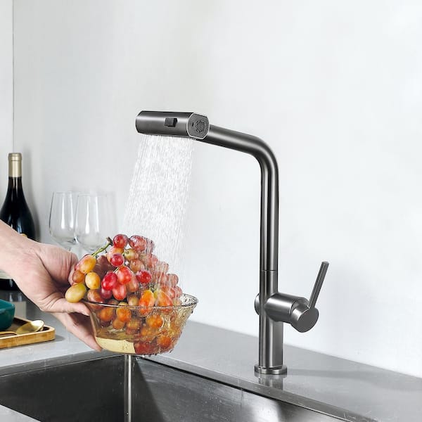 Kalsvane | Nordic L-Shaped Retractable Spout Kitchen Sink Mixer Tap