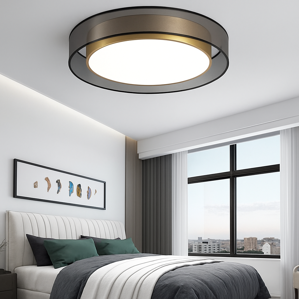 Kymbelar | Geometric Profile Plated Iron Scandi Flush Mount Ceiling Light