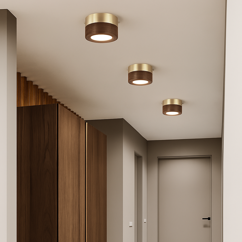 Vantorra | Minimalist Carved Wood Flush Mount Ceiling Light