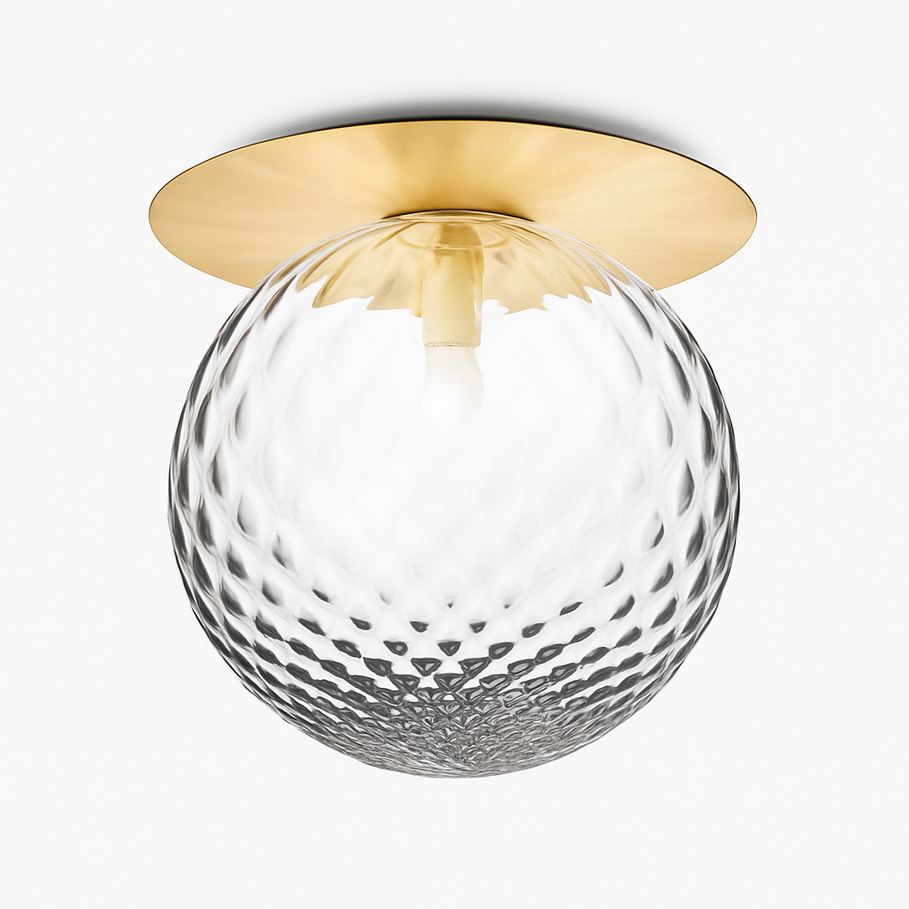 Velindra | Modern Round Glass Globe Flush Mount Ceiling Light