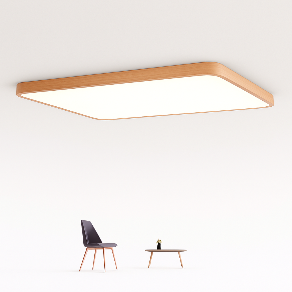 Velanys | Modern Rectangular Wood LED Flush Mount Ceiling Light