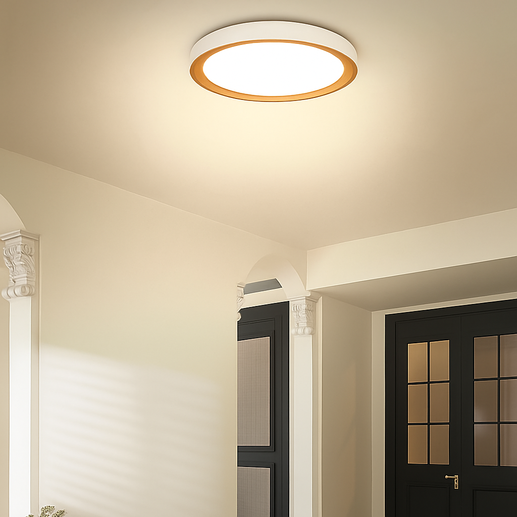 Trellion | Nordic Circular Wood Grain Style Flush Mount Ceiling Light