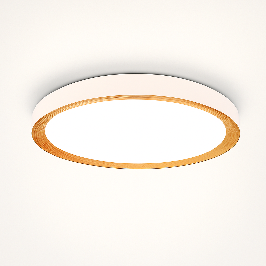 Trellion | Nordic Circular Wood Grain Style Flush Mount Ceiling Light