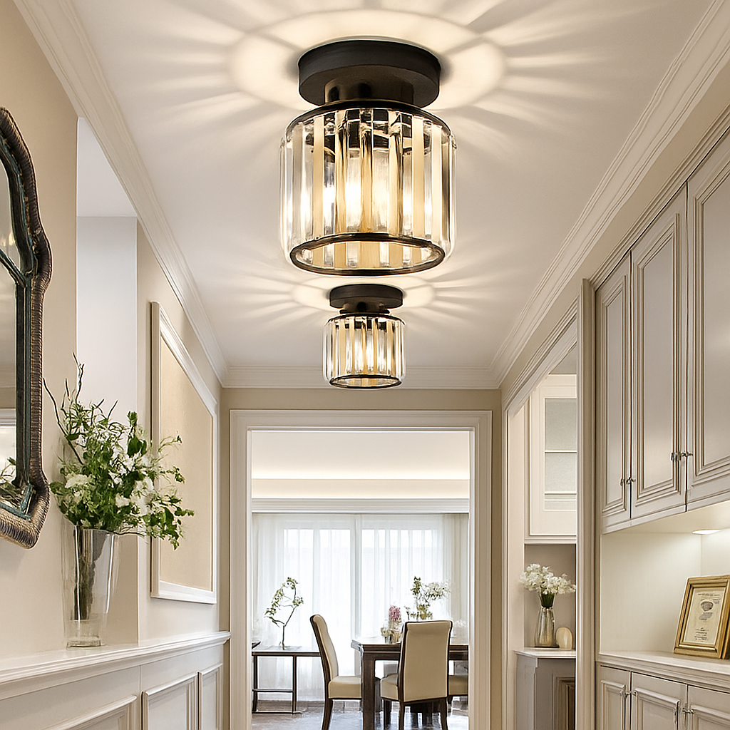 Velvique | Geometric Crystal Glass Flush Mount Ceiling Light Fixture