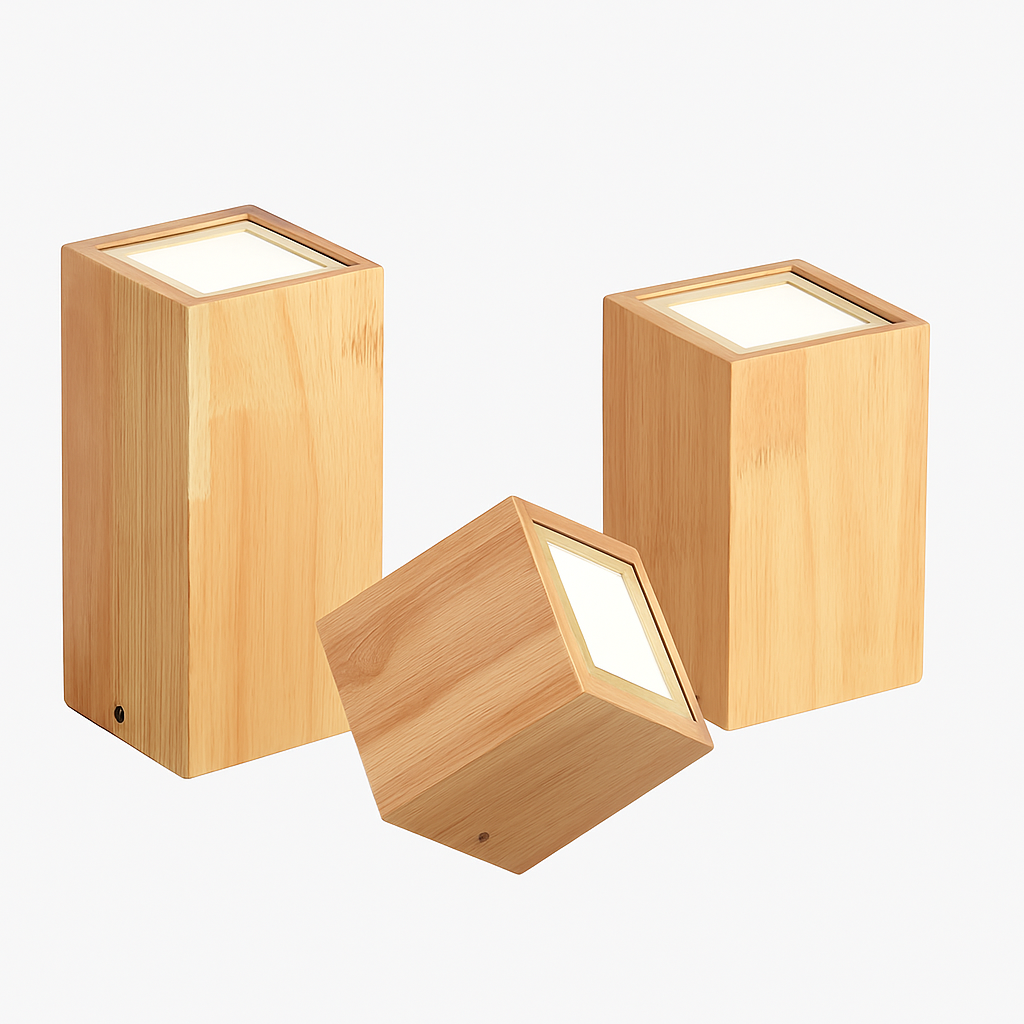 Veltario | Minimalist Wooden Cube Ceiling Spotlight Fixture