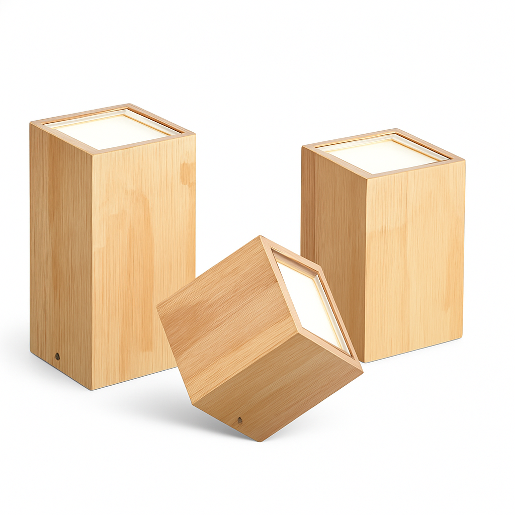 Veltario | Minimalist Wooden Cube Ceiling Spotlight Fixture