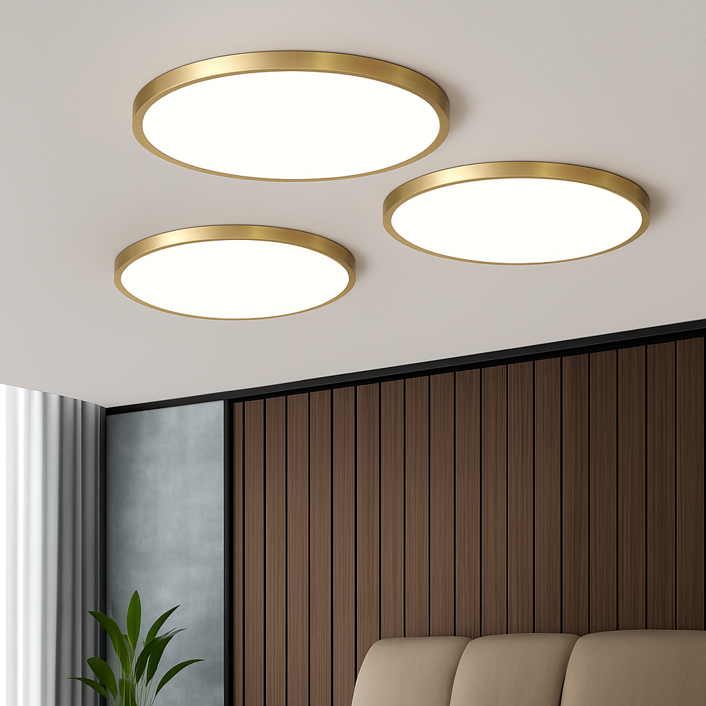 Velrion | Ultra Slim Modern Minimalist Copper Effect Flush Mount Ceiling Light