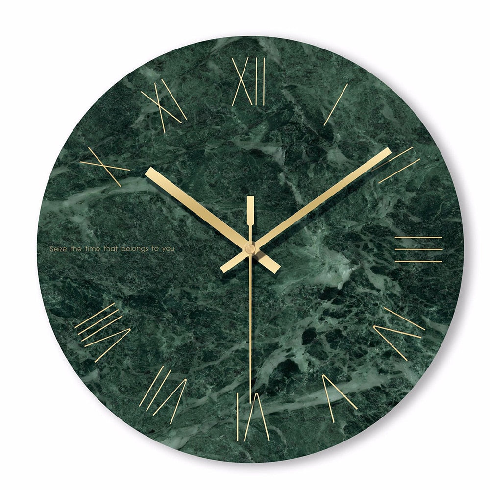 Valdrick | Veined Marble Glass Effect Silent Wall Clock