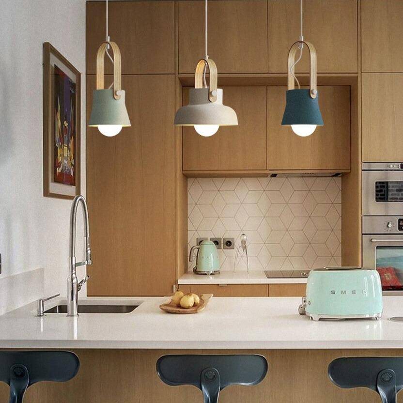 Thrombel | Nordic Minimalist Timber Accent Flared Dome Pendant Light