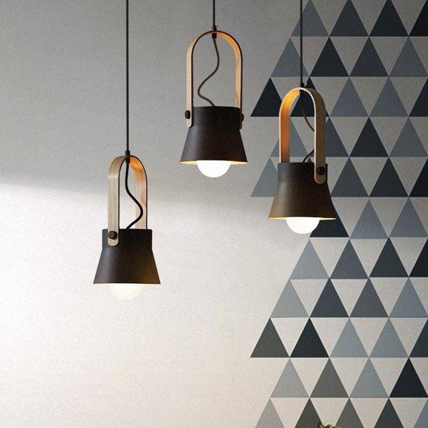 Thrombel | Nordic Minimalist Timber Accent Flared Dome Pendant Light