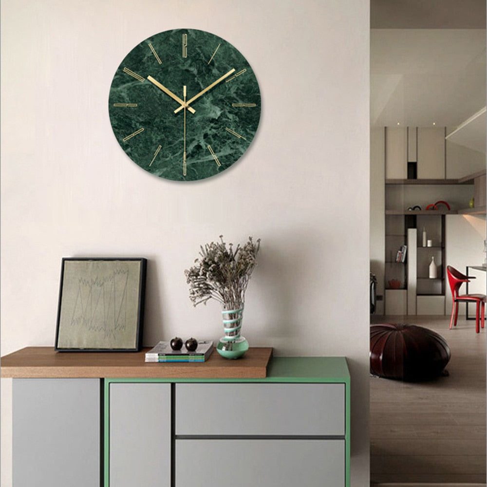 Valdrick | Veined Marble Glass Effect Silent Wall Clock