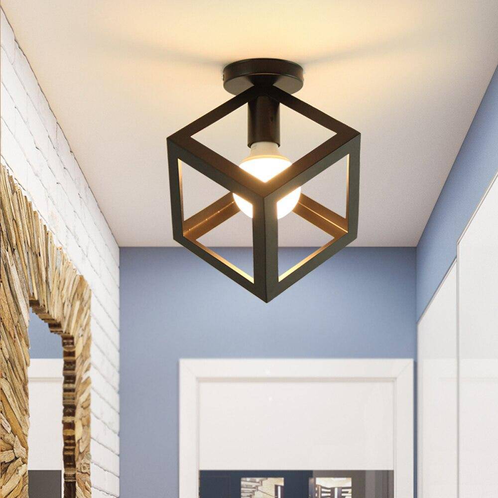 Zorquence | Geometric Cage Industrial Flush Mount Ceiling Light