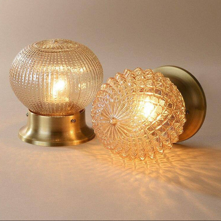 Belthrin | Amber Glass Rounded Profile Flush Ceiling Light
