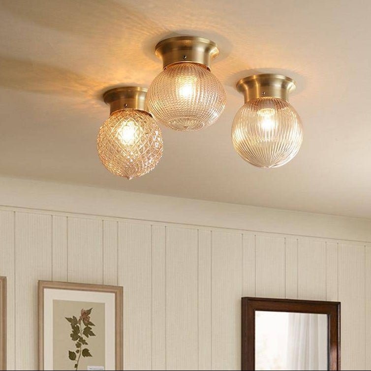 Belthrin | Amber Glass Rounded Profile Flush Ceiling Light