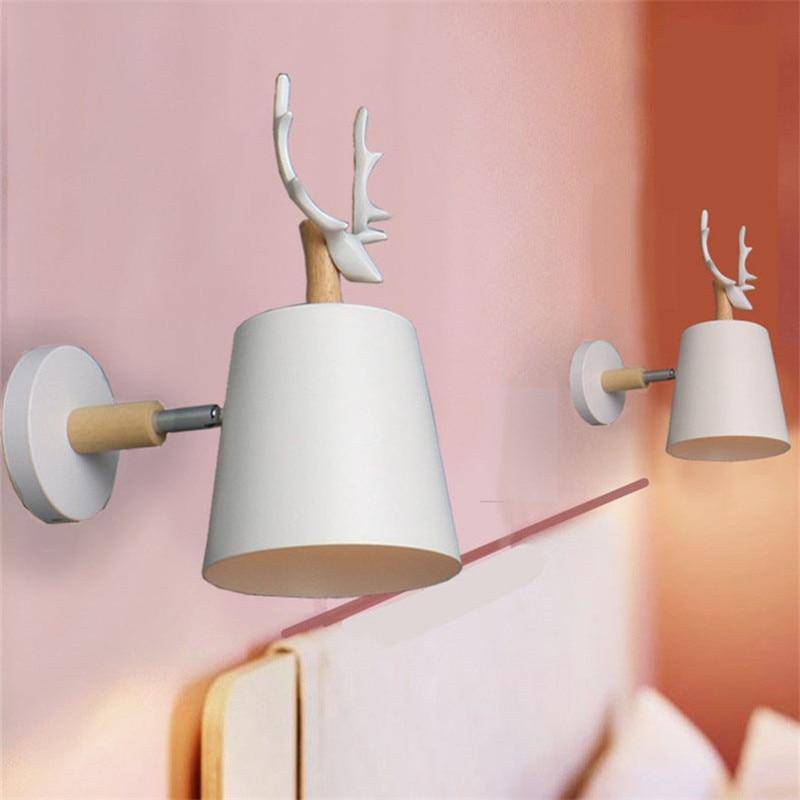 Thalamore | Antler Silhouette Nordic Wood and Metal Wall Light Sconce