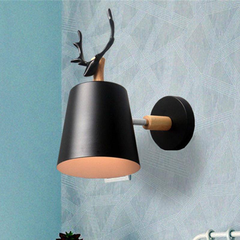 Thalamore | Antler Silhouette Nordic Wood and Metal Wall Light Sconce