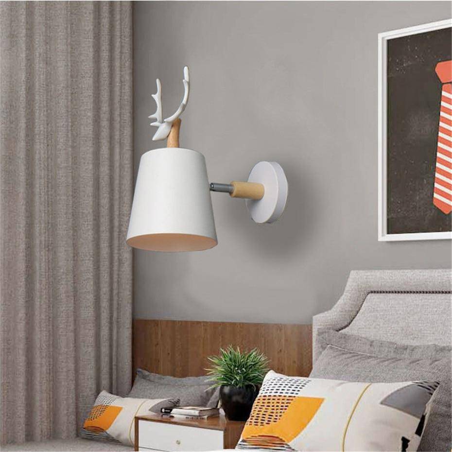 Thalamore | Antler Silhouette Nordic Wood and Metal Wall Light Sconce