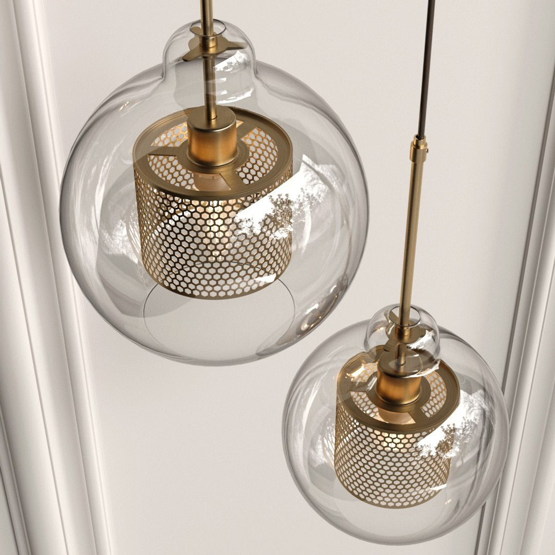 Cylura | Modern Clear Glass And Perforated Inner Lamp Pendant Light