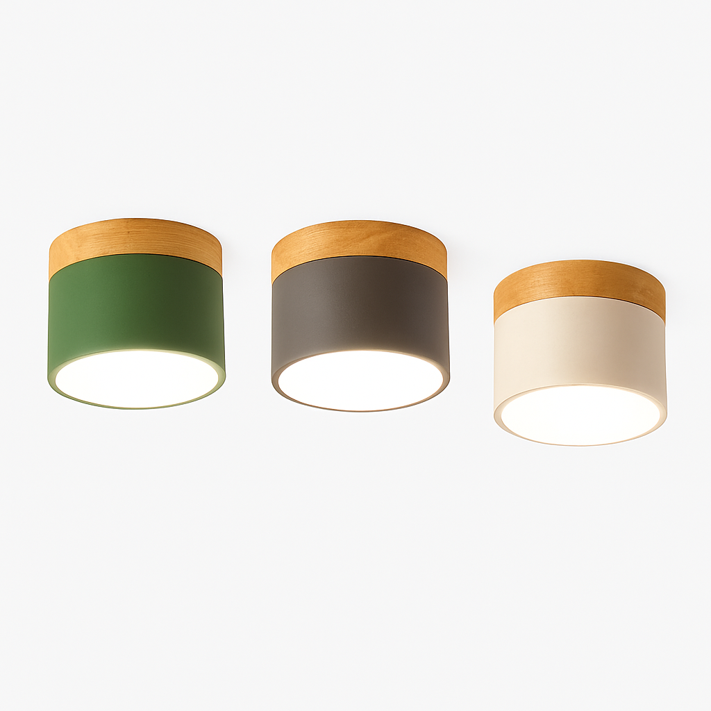 Kelryn | Minimalist Wood Metal Surface Mount Ceiling Spotlight