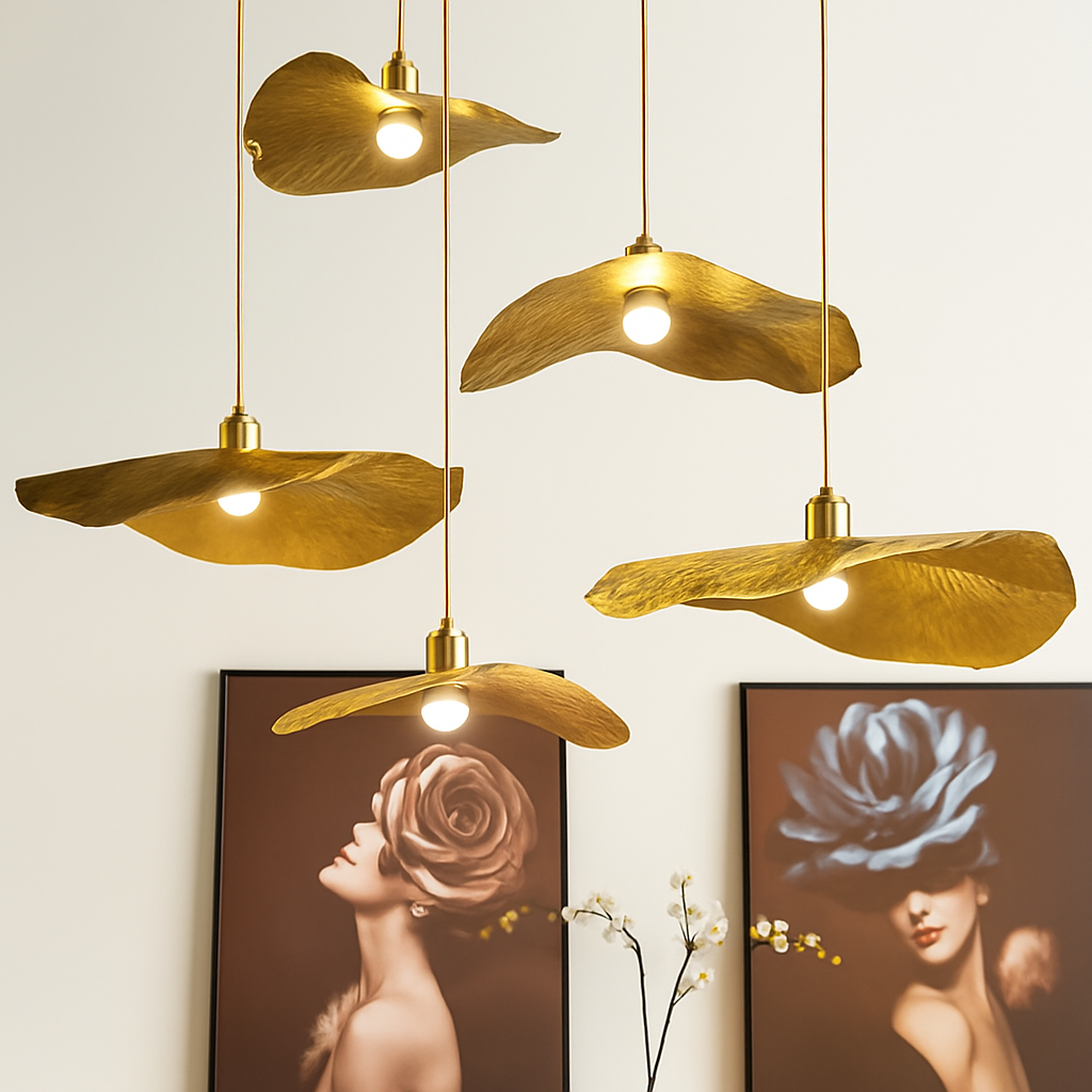 Kelsomyr | Textured Lotus Petal Form Retro Pendant Light