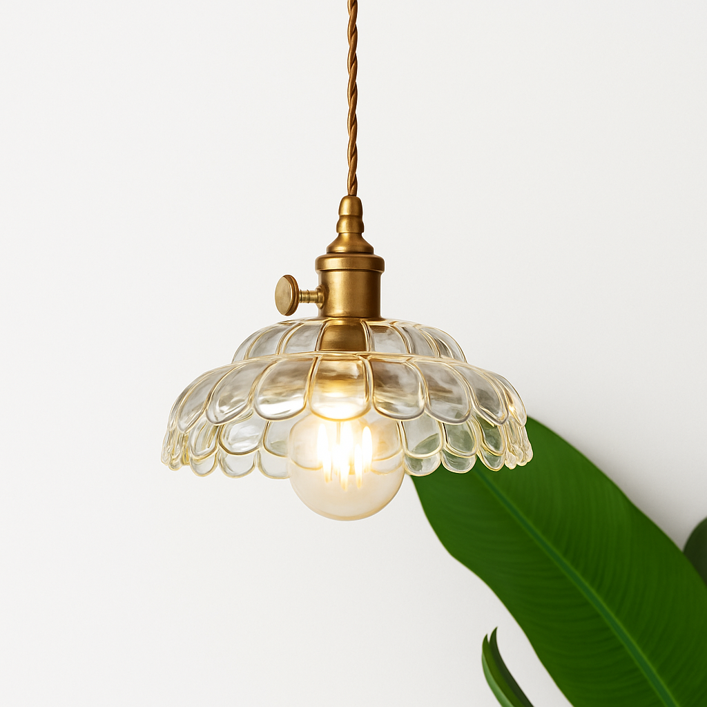 Thressia | Retro Ribbed Glass Sphere Pendant Light
