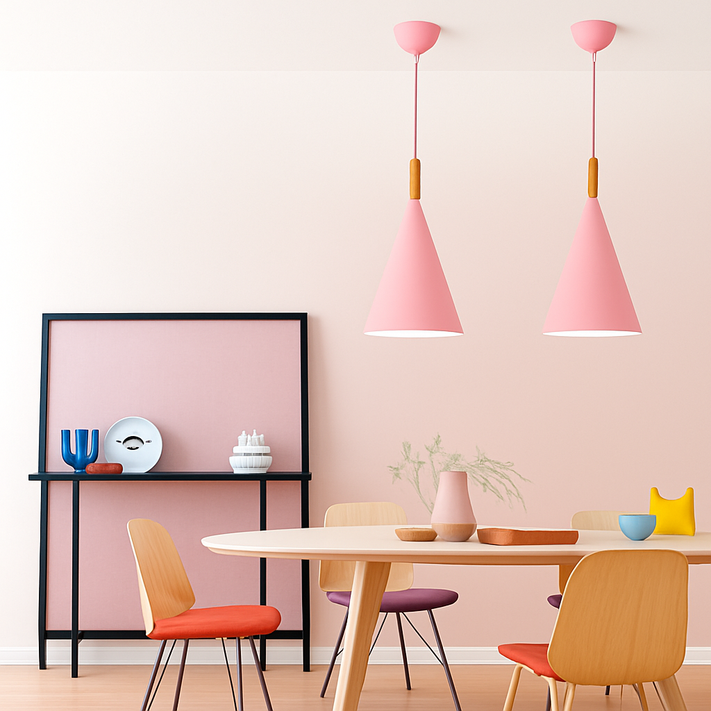 Zerimar | Modern Cone Metal and Wood Pendant Light