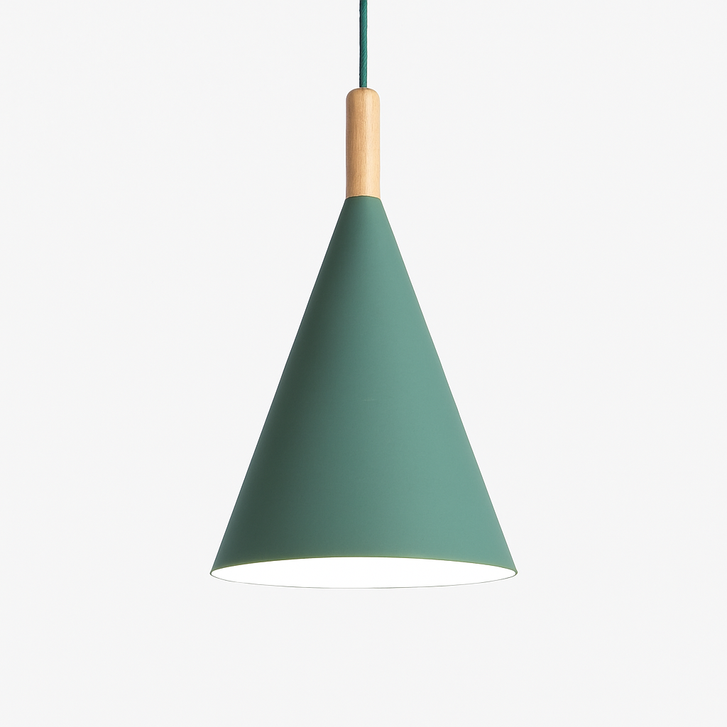 Zerimar | Modern Cone Metal and Wood Pendant Light