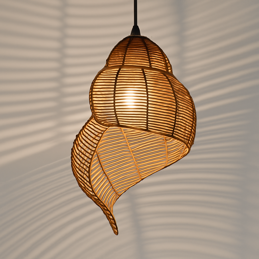 Threllon | Spiral Shell Handcrafted Timber Pendant Light