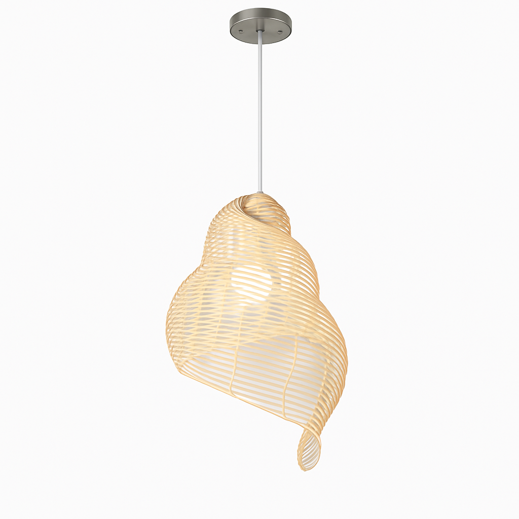 Threllon | Spiral Shell Handcrafted Timber Pendant Light