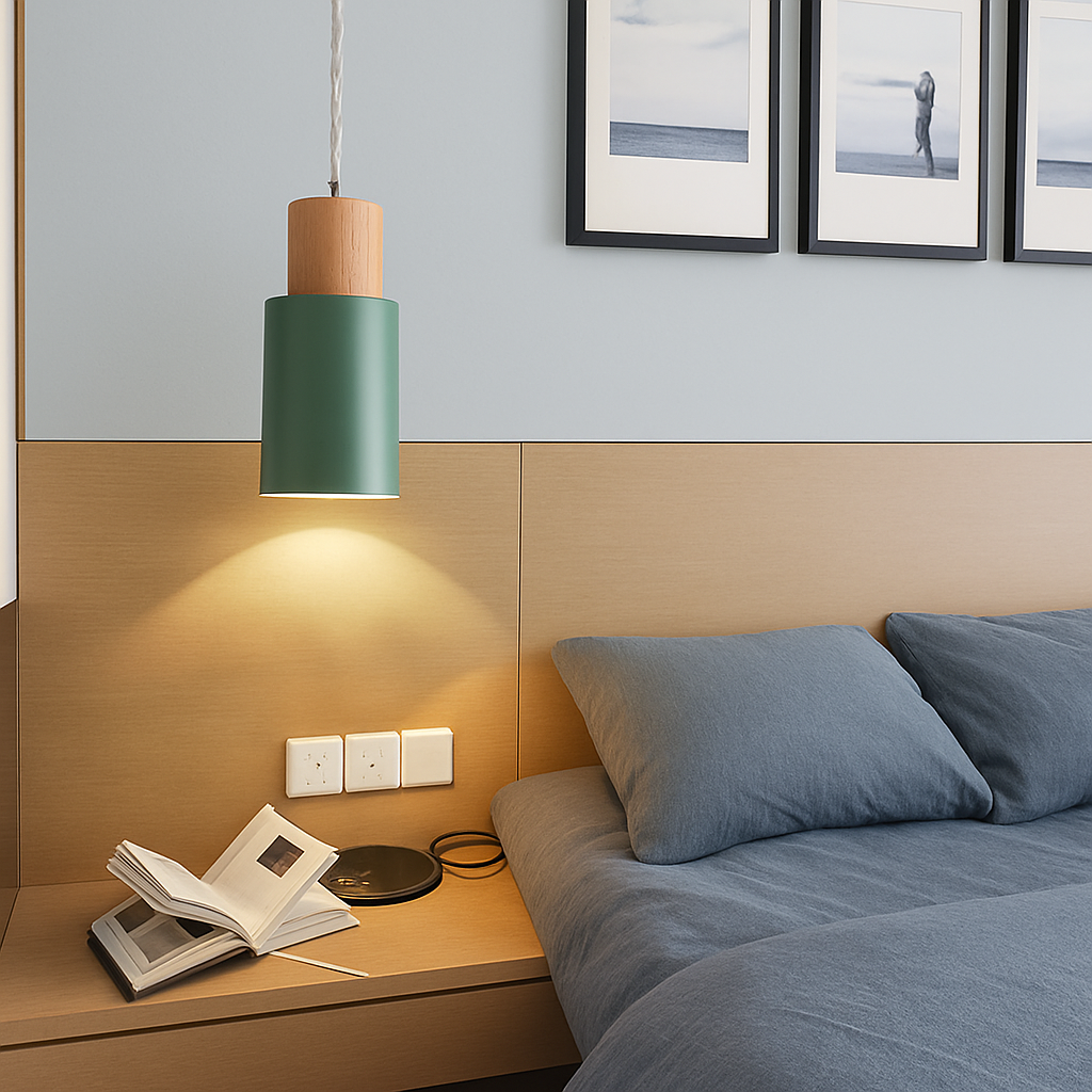 Zeralyon | Nordic Cylindrical Wood and Metal Pendant Light