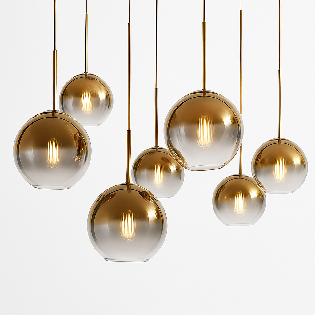 Velarys | Modern Amber Glass Globe Pendant Light Fixture