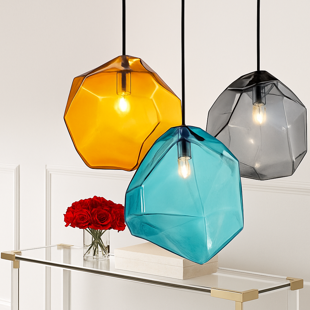 Throstle | Articulated Crystalline Sculptural Glass Pendant Light