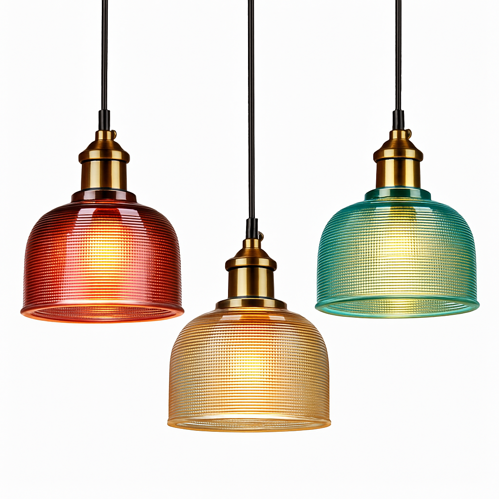 Velrynda | Grained Glass Industrial Bowl Pendant Light